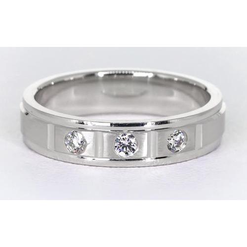 Satin-Finish Jubiläumsband Weißgold 14K runder Natürliche Diamant 0,45 Karat