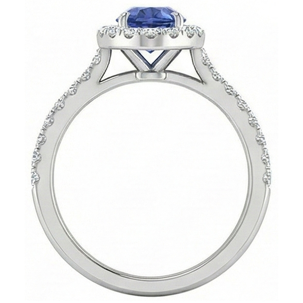 Schöne Birnenform Sri Lanka Blauer Saphir-Aus der Erde Abgebauter Natürlicher Diamant-Ring Gold 2 Ct