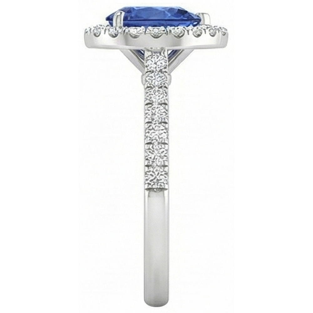 Schöne Birnenform Sri Lanka Blauer Saphir-Aus der Erde Abgebauter Natürlicher Diamant-Ring Gold 2 Ct