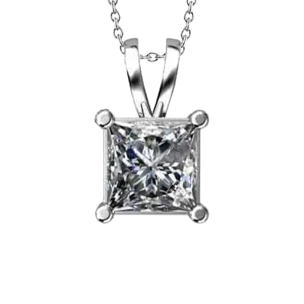 Schöne Prinzessinnenschnitt Echt Diamant Halskette Anhänger Goldschmuck 1.5 Ct