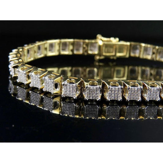 Schöne Runde Form Echt Diamant Herren Armband 5,75 Karat 14K Gold
