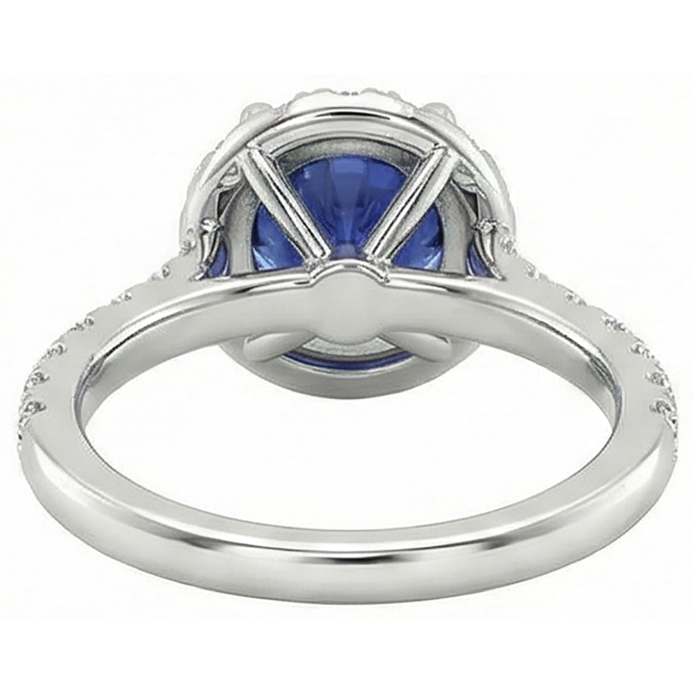 Schöner blauer Tansanit mit Aus der Erde Abgebauter Natürlicher Diamantring 2,25 Karat Weißgold 14K