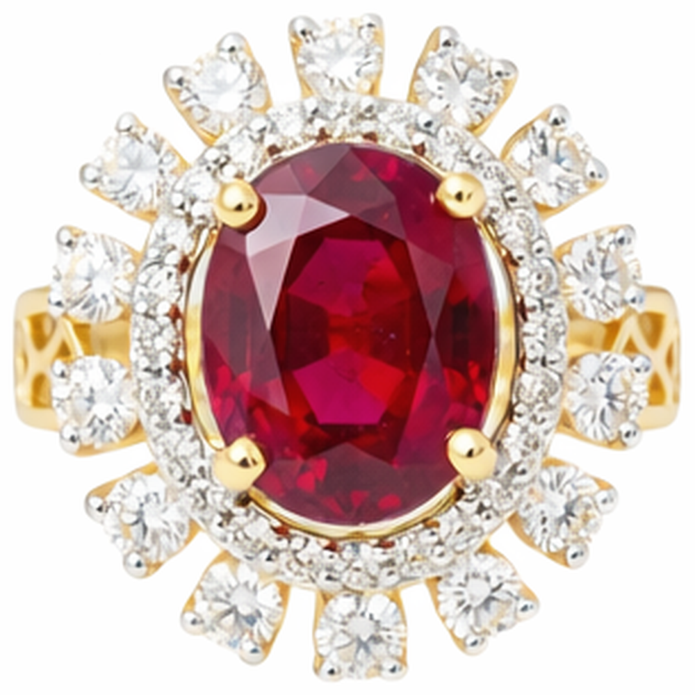 echter oval rubin 7Karat ring Vorderansicht