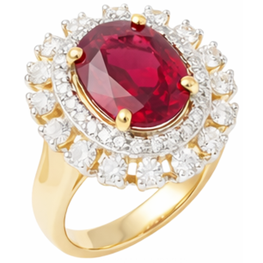 echter oval rubin 7Karat ring Seitenansicht