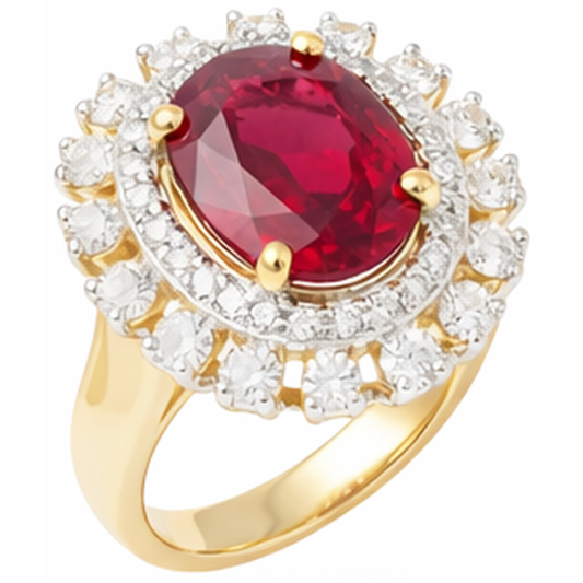 echter oval rubin 7Karat ring Seitenansicht