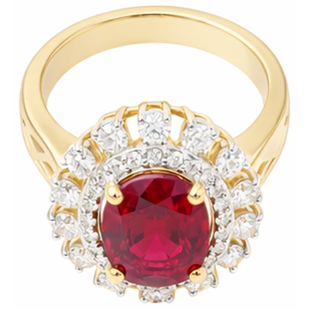 echter oval rubin 7Karat ring Draufsicht