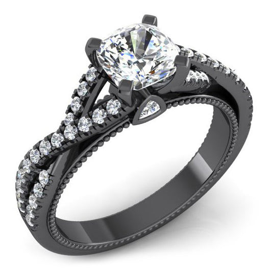 Schwarz Gold Echten Kissen Natürliche Aus der Erde Abgebauter Natürlicher Diamant Damen Ring Mit Akzenten