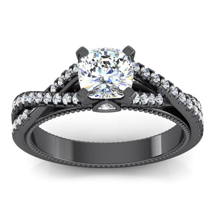Schwarz Gold Echten Kissen Natürliche Aus der Erde Abgebauter Natürlicher Diamant Damen Ring Mit Akzenten