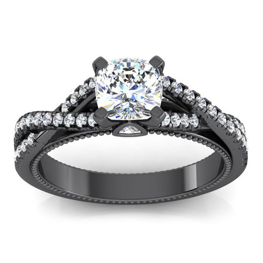 Schwarz Gold Echten Kissen Natürliche Aus der Erde Abgebauter Natürlicher Diamant Damen Ring Mit Akzenten