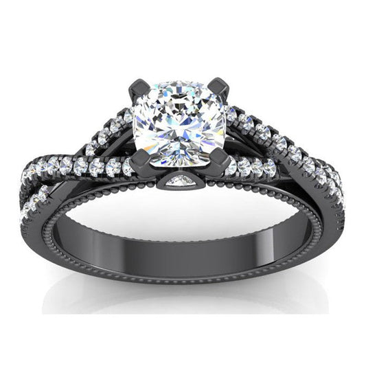 Schwarz Gold Echten Kissen Natürliche Diamant Damen Ring Mit Akzenten