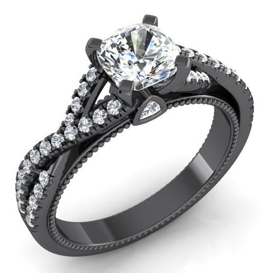 Schwarz Gold Echten Kissen Natürliche Diamant Damen Ring Mit Akzenten
