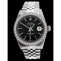 Schwarze Herrenuhr mit Zifferblatt und Lünette, Rolex Datejust Jubilee Edelstahl SCHNELLES EINSTELLEN