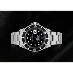 Schwarze Rolex Oyster Perpetual Submariner aus Edelstahl