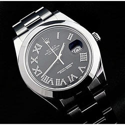 Schwarzes Brauch-Diamant-Zifferblatt Rolex Herren Datejust Uhr Edelstahl-Armband