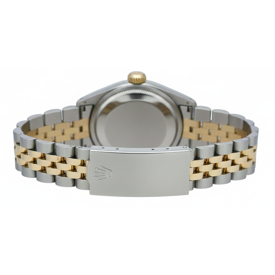 Schwarzes Stick-Zifferblatt Datejust Damen Rolex-Uhr Zweifarbig Jubilee