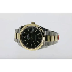 Schwarzes Zifferblatt Rolex-Uhr Datejust Oyster-Armband Edelstahl & Gold