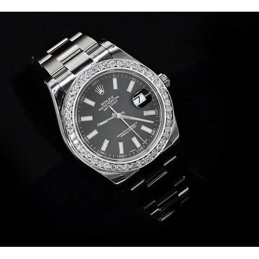 Schwarzes Zifferblatt Diamanten Rolex