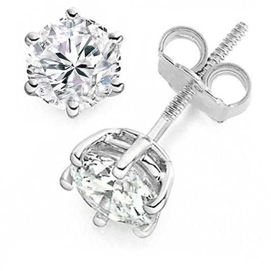 Sechs-Krappen-Set Rundschliff 4,00 Karat Echt Diamanten Ohrstecker Wg 14K