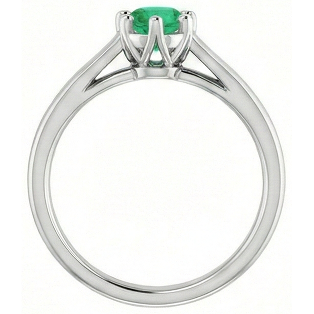 Sechs Zinken runder grüner Smaragd-Aus der Erde Abgebauter Natürlicher Diamant-Ring 1,25 Karat Weißgold 14K