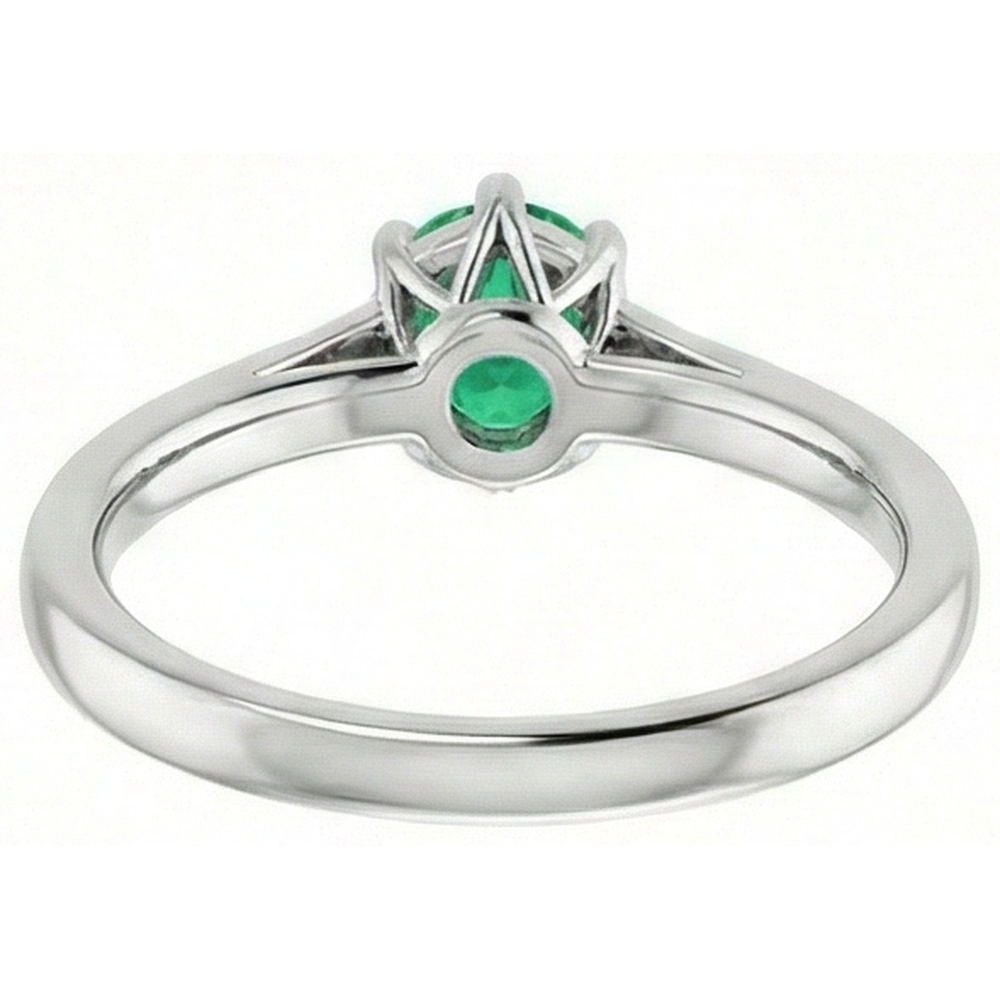 Sechs Zinken runder grüner Smaragd-Aus der Erde Abgebauter Natürlicher Diamant-Ring 1,25 Karat Weißgold 14K
