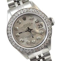 Silberne Diamantlünette Rolex Datejust Uhr Edelstahlarmband