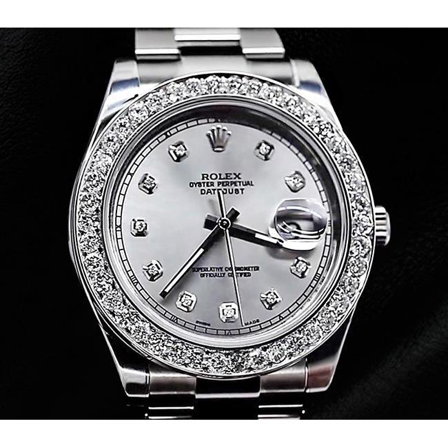 Silbernes Diamantzifferblatt Rolex