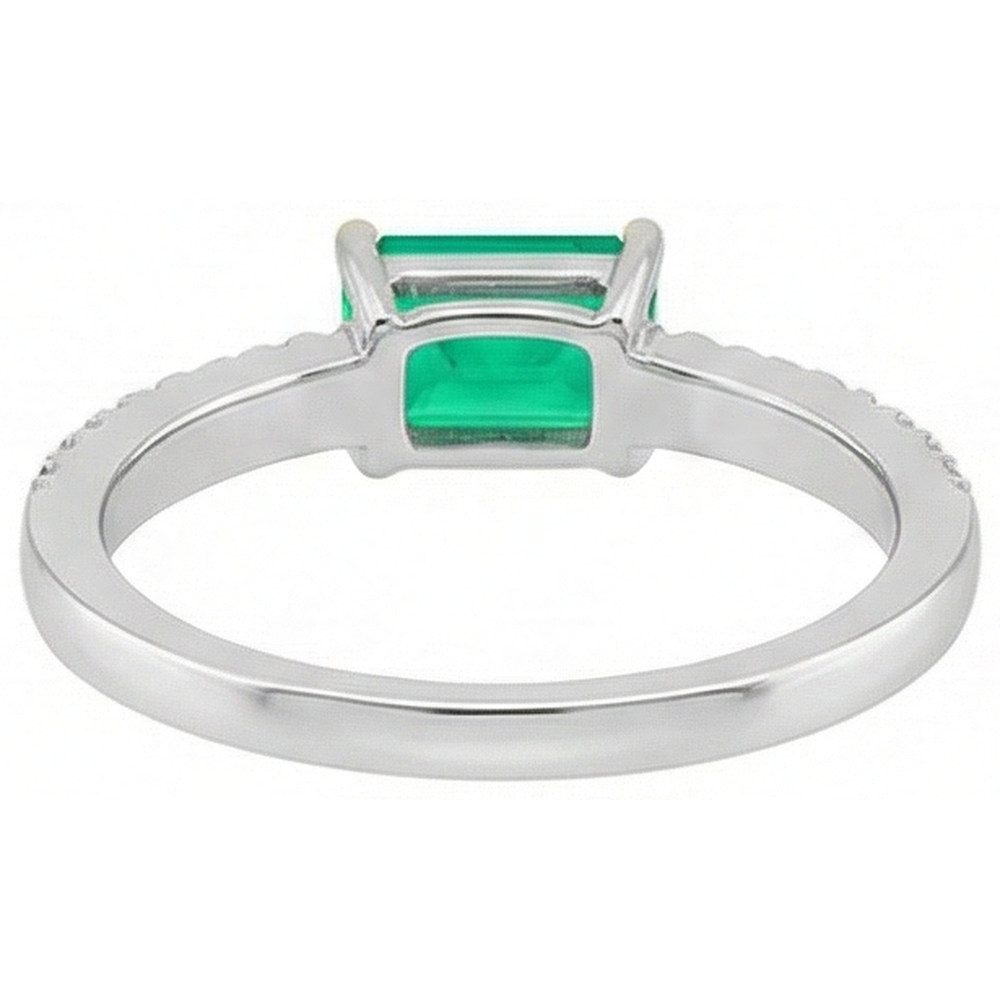 Kolumbianischer Smaragd Farbstein-Ring 1-Karat Zweifarbiges 14K Gold – Rückansicht