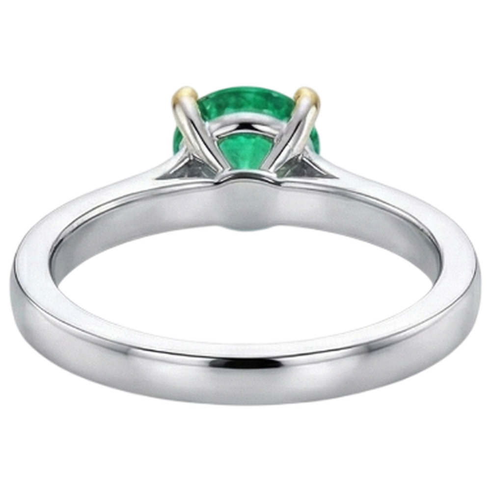 Edler Smaragd Brillantschliff Schmuckstein-Ring in Zweifarbiges 14K Gold – Detailansicht