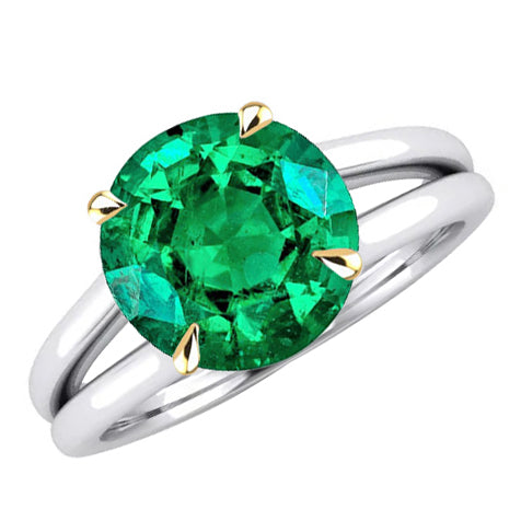 Natürlicher Edler Smaragd Farbstein-Ring 4 Karat 14 Karat Zweifarbig Gold – Hauptansicht