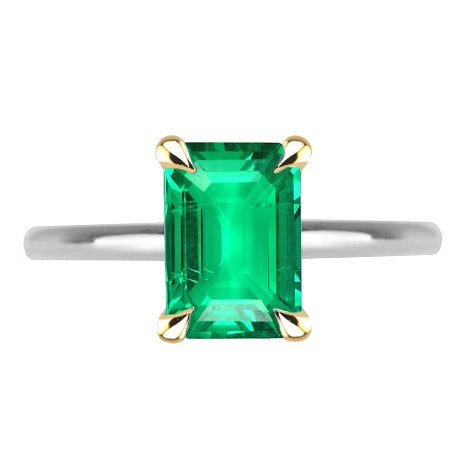 Schmuckstein-Ring Zweifarbiges 14K Gold mit Smaragd – Hauptansicht