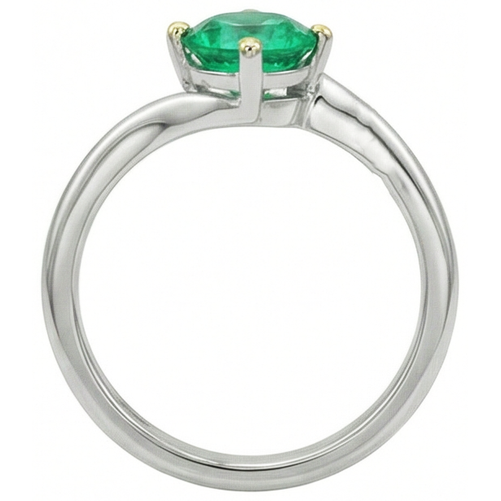 Naturreiner Kolumbianischer Smaragd Edelstein-Ring 1 Karat Bicolor 14K Gold – Draufsicht
