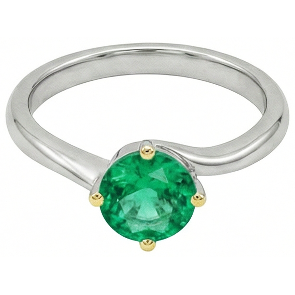 Edelstein-Ring Bicolor 14K Gold mit Kolumbianischer Smaragd – Schrägansicht