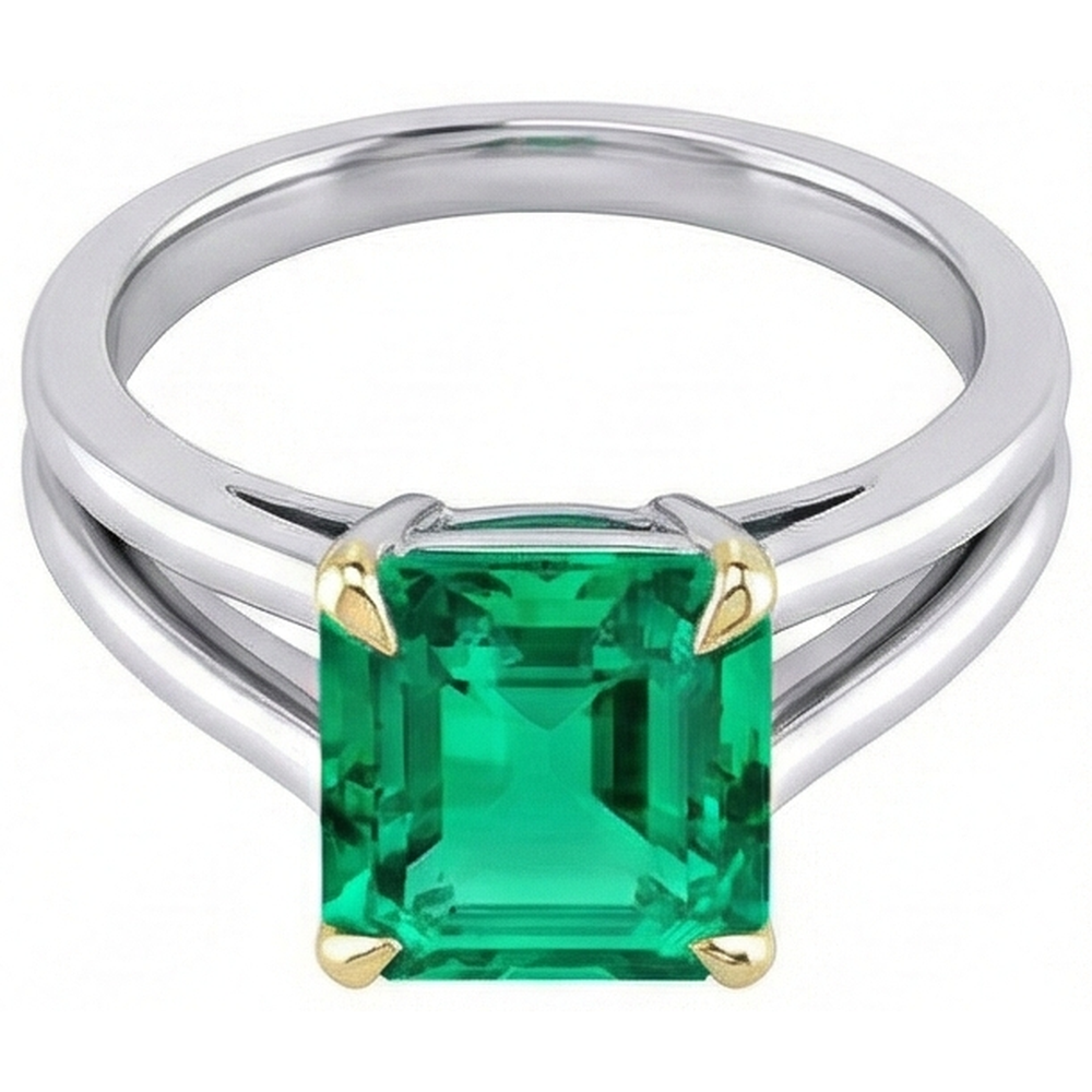 Erdgewonnener Smaragd Schmuckstein-Ring – Frontansicht