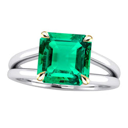 Geteilte Schiene Smaragd Schmuckstein-Ring 5 Karat – 14 Karat