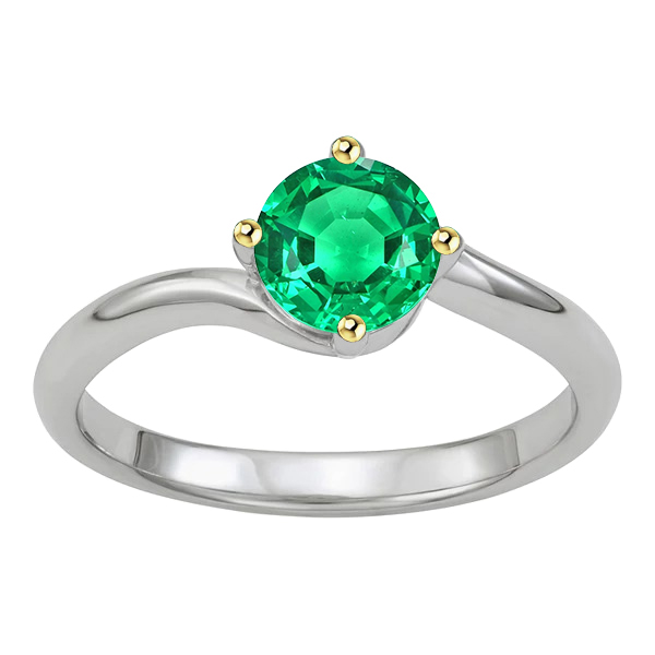 Naturreiner Kolumbianischer Smaragd Edelstein-Ring 1 Karat Bicolor 14K Gold – Hauptansicht