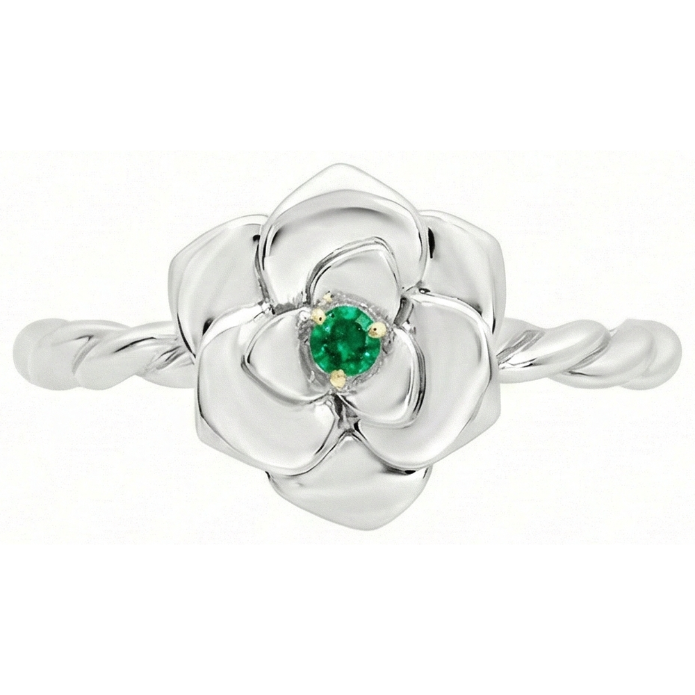 Erdgewonnener Edler Smaragd Edelstein-Ring 0,50 Karat Bicolor 14K Gold – Seitenansicht