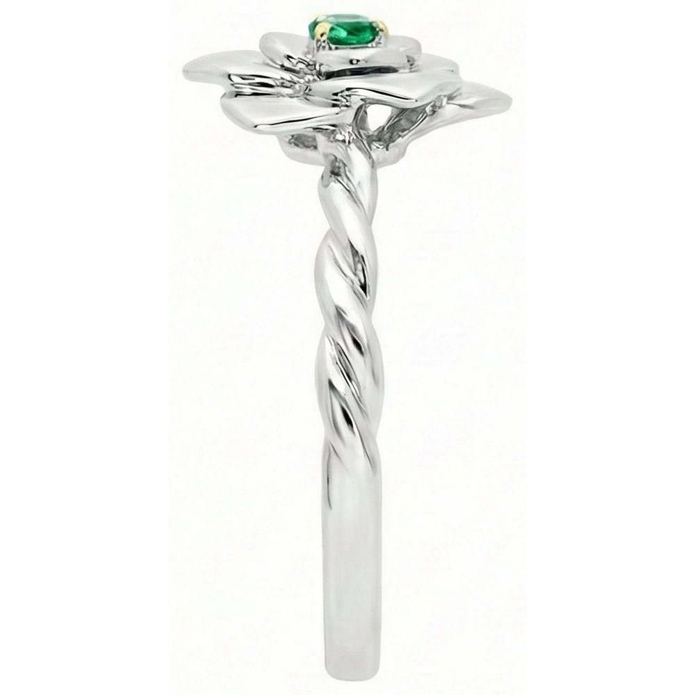 Edelstein-Ring Bicolor 14K Gold mit Edler Smaragd – Schrägansicht