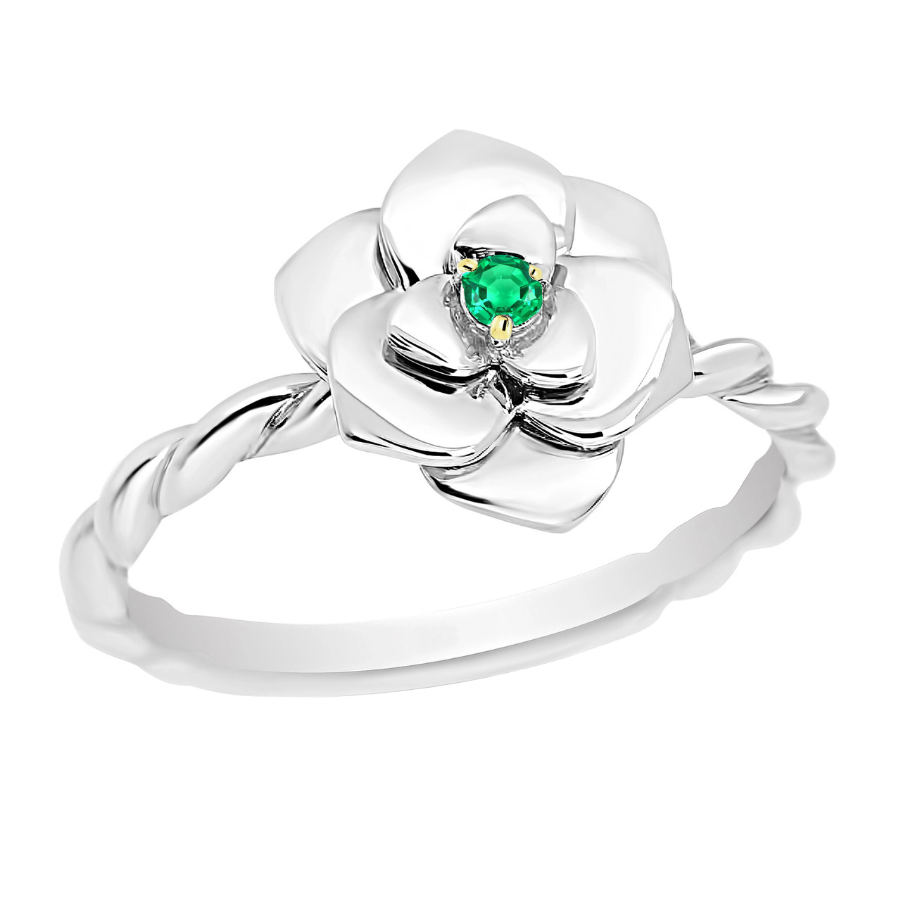 Erdgewonnener Edler Smaragd Edelstein-Ring 0,50 Karat Bicolor 14K Gold – Hauptansicht