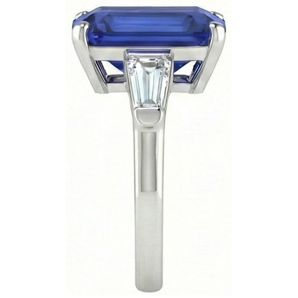 Smaragd 3 Steine Ring Srilankan Saphir 4,50 Karat Konische Baguettes