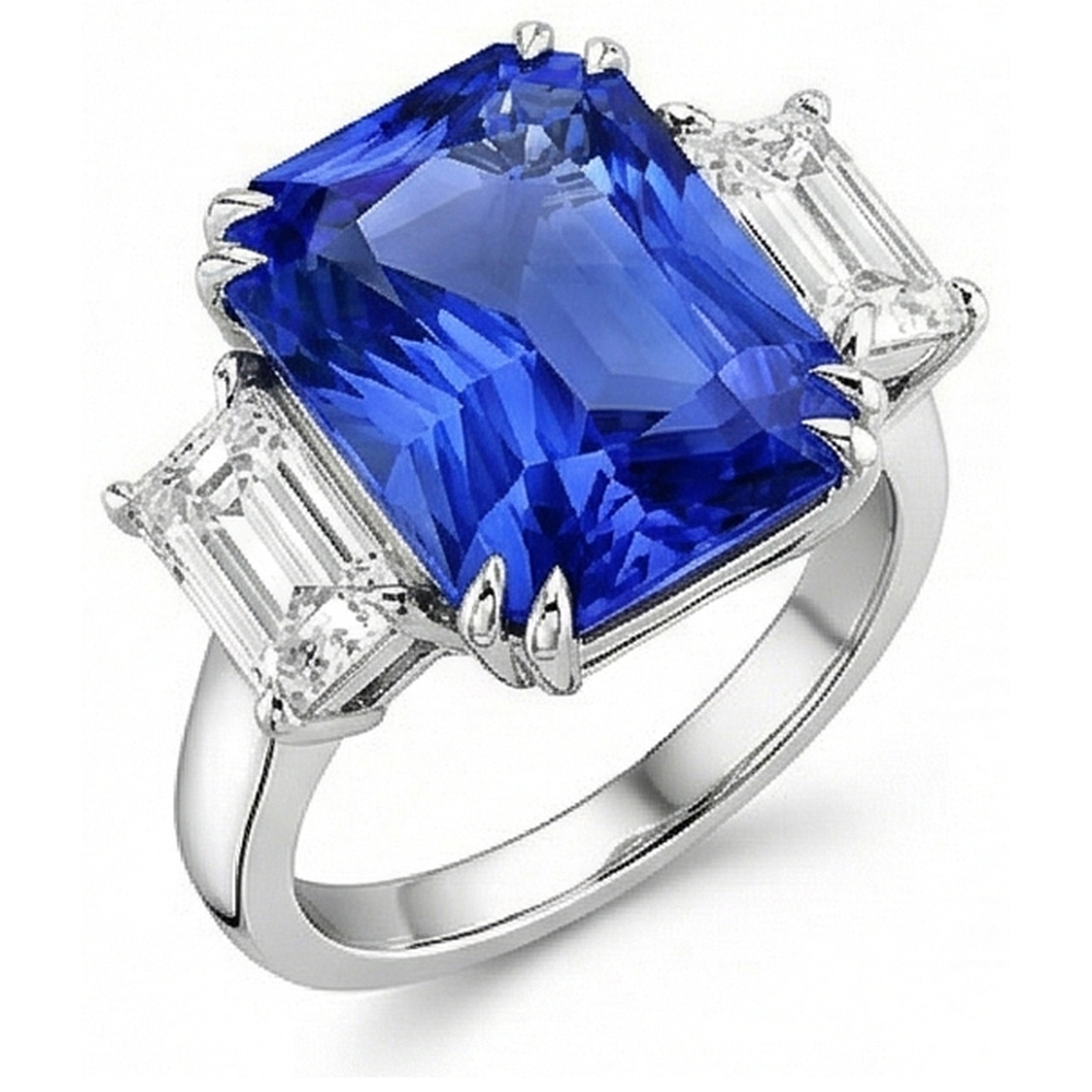 echter radiant diamant 5Karat ring Seitenansicht