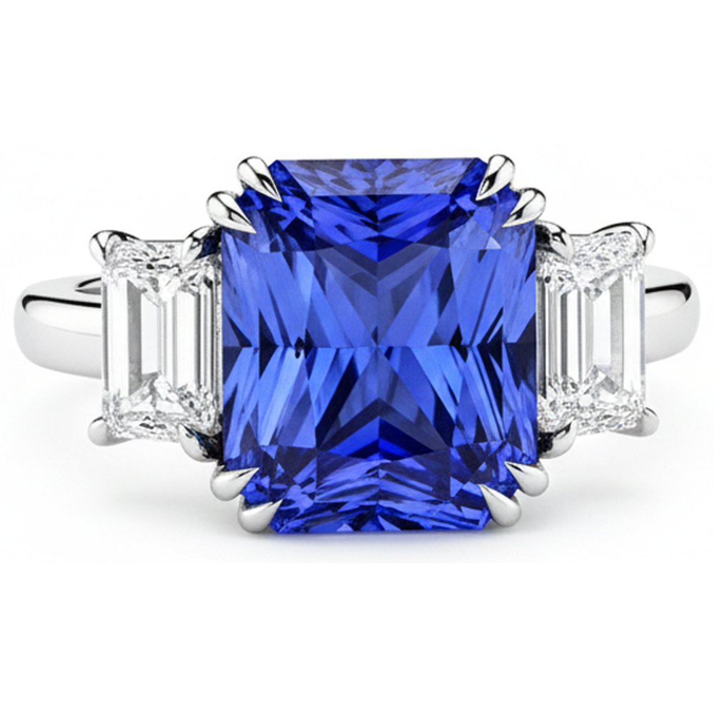 echter radiant diamant 5Karat ring Detailansicht