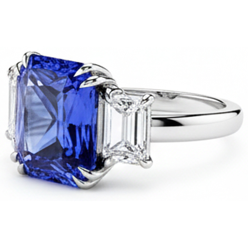 echter radiant diamant 5Karat ring Draufsicht