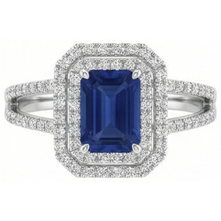Smaragd Ceylon Saphir Schmuck Aus der Erde Abgebauter Natürlicher Diamantring Weißgold 14K 3 Karat