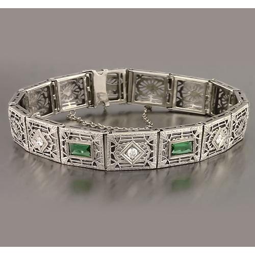 Smaragd Diamant Baguette Schliff Armband 4,05 Karat Neu