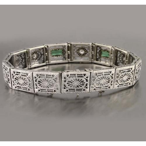 Smaragd Diamant Baguette Schliff Armband 4,05 Karat Neu