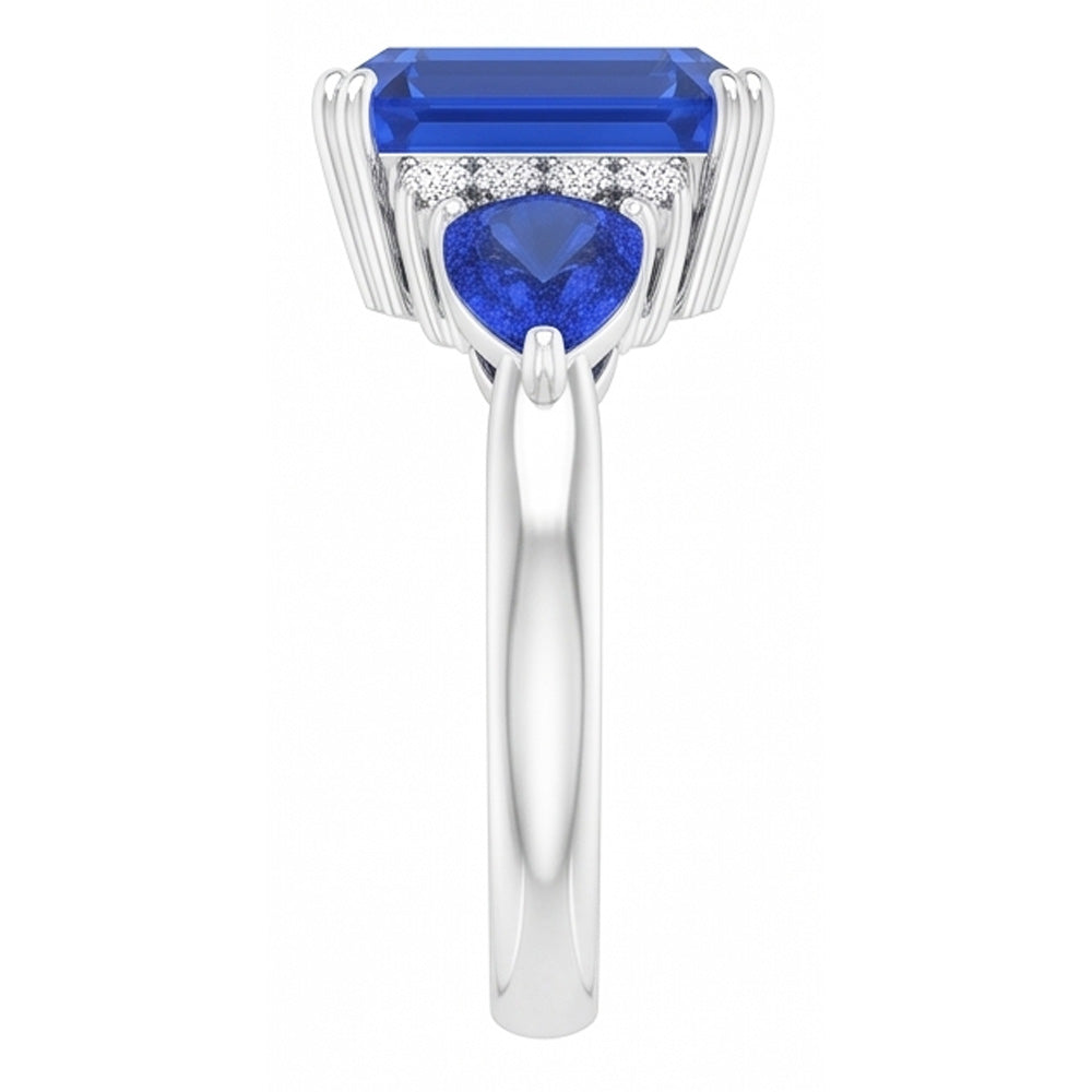 Smaragd-Drei-Steine-Ring mit natürlichem blauem Saphir und Natürlicher Diamant ( nicht im Labor gezüchtet )en 3 Karat