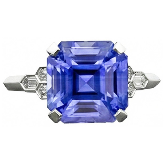 Smaragd-Edelstein-Saphir-Ring 6,50 Karat konische Baguette-Akzente
