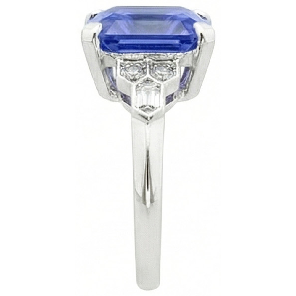 Smaragd-Edelstein-Saphir-Ring 6,50 Karat konische Baguette-Akzente