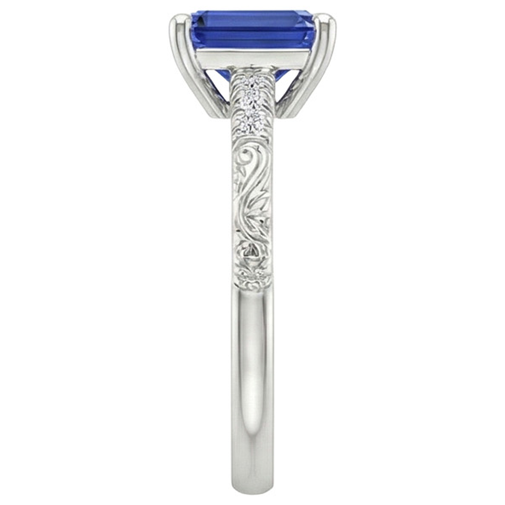 Smaragd-Edelstein mit Akzenten Ring Blauer Saphir & Aus der Erde Abgebauter Natürlicher Diamant 3,50 Karat