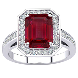 Smaragd-Rubin-Aus der Erde Abgebauter Natürlicher Diamant-Ring 11 Karat Weißgold 14K Krappenset Schmuck